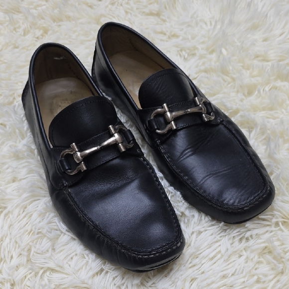 Salvatore Ferragamo Black Leather Bit Loafers